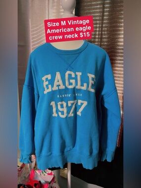 American Eagle Outfitters Blue Crewneck Sweatshirt - Eagle 1977